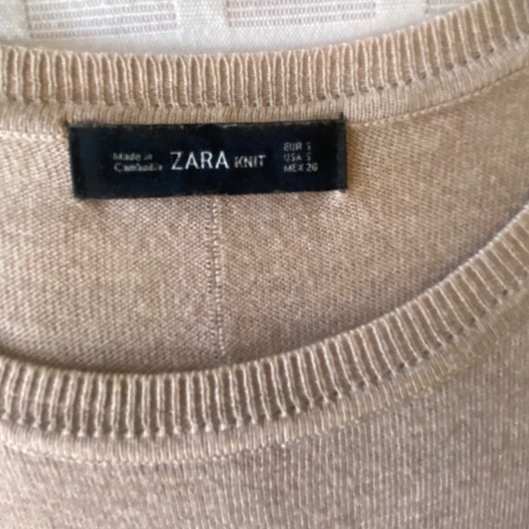 Zara Crew Neck Sweater Tan Excellent Condition - Picture 2 of 9